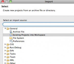 Eclipse: Import existing projects into Workspace